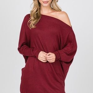Burgundy Dolman Sleeve Sweater